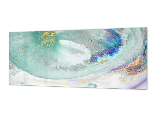 Wide-format glass kitchen panel with and w/o stainless steel metal back-coating: Natural Luxury