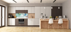 Wide-format glass kitchen panel with and w/o stainless steel metal back-coating: Natural Luxury