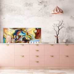 Glass kitchen panel with and w/o stainless steel back-coating: Stained Glass mysticism