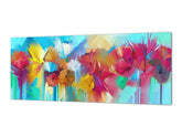 Glasrückwand mit und ohne Metallblechrückwand mit magnetischen Eigenschaften: Handgemalte Blumen