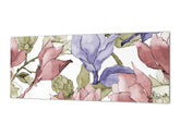 Glasrückwand mit und ohne Metallblechrückwand mit magnetischen Eigenschaften: Wildflower Magnolia Aquarelle
