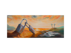 Glass backsplash w/ and w/o metal sheet backing with magnetic properties: Surrealistic Valentines Day