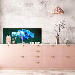 Large format horizontal backsplash - magnetic and non magnetic tempered glass: Flowering orchid
