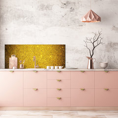 Large format horizontal backsplash - magnetic and non magnetic tempered glass: Golden glitter