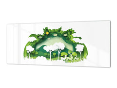 Large format horizontal backsplash - magnetic and non magnetic tempered glass: 3D paper ecology 2