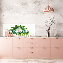 Large format horizontal backsplash - magnetic and non magnetic tempered glass: 3D paper ecology 2