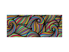 Large format horizontal backsplash - magnetic and non magnetic tempered glass: Wavy curled pattern