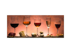 Glass splashback with metal backing - Kitchen glass panel: Wines and food
