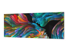 Glass splashback with metal backing - Kitchen glass panel: Bird of Love