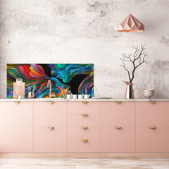 Glass splashback with metal backing - Kitchen glass panel: Bird of Love