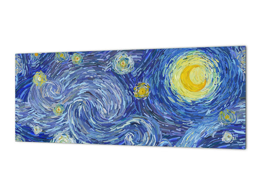 Glass splashback with metal backing - Kitchen glass panel: Moon bright