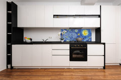 Glass splashback with metal backing - Kitchen glass panel: Moon bright