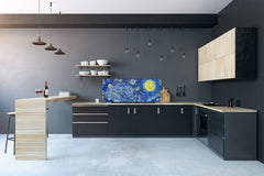 Glass splashback with metal backing - Kitchen glass panel: Moon bright