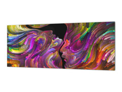 Glass splashback with metal backing - Kitchen glass panel: Swirls of Fate - male and female