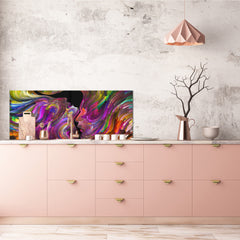 Glass splashback with metal backing - Kitchen glass panel: Swirls of Fate - male and female
