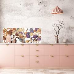 Glass splashback with metal backing - Kitchen glass panel: Spring branch of birch