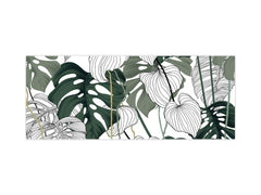 Glass splashback with metal backing - Kitchen glass panel: Philodendron vintage