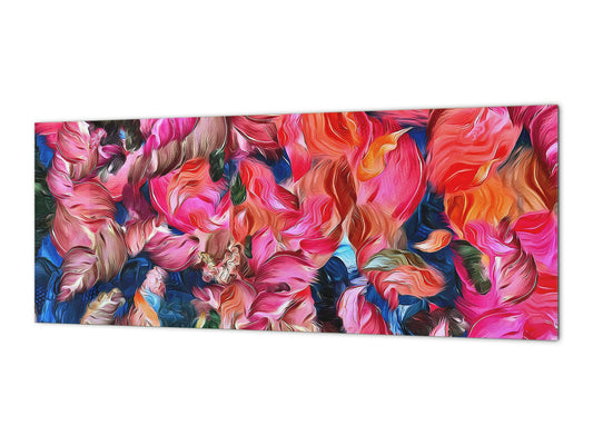 Glass splashback with metal backing - Kitchen glass panel: Psychedelic smears of paint