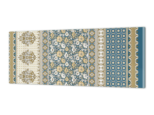 Glass splashback with metal backing - Kitchen glass panel: Indian saree design