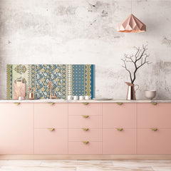 Glass splashback with metal backing - Kitchen glass panel: Indian saree design