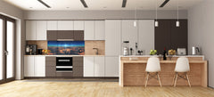 Stunning glass wall art - Wide format backsplash with magnetic properties: fly in above clouds