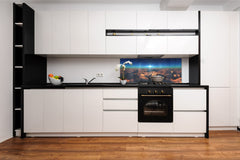 Stunning glass wall art - Wide format backsplash with magnetic properties: fly in above clouds