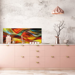 Stunning glass wall art - Wide format backsplash with magnetic properties: Wavy modern art