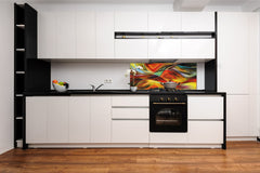Stunning glass wall art - Wide format backsplash with magnetic properties: Wavy modern art