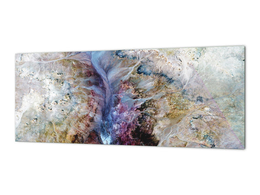 Stunning glass wall art - Wide format backsplash with magnetic properties: Veins of the earth