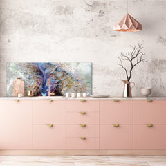 Stunning glass wall art - Wide format backsplash with magnetic properties: Veins of the earth