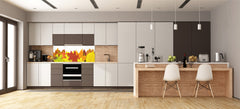 Stunning glass wall art - Wide format backsplash with magnetic properties: Autumn tree leaf