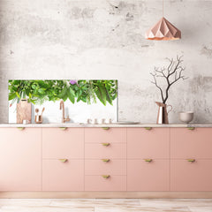 Stunning glass wall art - Wide format backsplash with magnetic properties: Garden herbs
