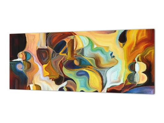 Stunning glass wall art - Wide format backsplash with magnetic properties: Human profiles