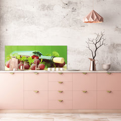 Toughened printed glass backsplash - Wideformat steel coated wall glass splashback: Wine on green