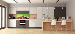 Toughened printed glass backsplash - Wideformat steel coated wall glass splashback: Wine on green