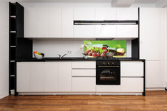 Toughened printed glass backsplash - Wideformat steel coated wall glass splashback: Wine on green
