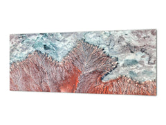 Toughened printed glass backsplash - Wideformat steel coated wall glass splashback: Autumn deserts of Africa from the air