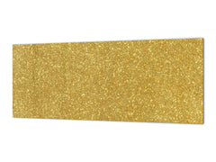 Stunning glass wall art - Wide format backsplash with magnetic properties: Gold glitter