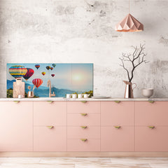 Stunning glass wall art - Wide format backsplash with magnetic properties: Baloons in Thailand
