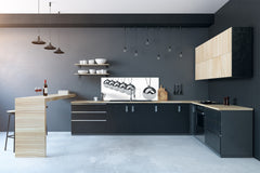 Stunning glass wall art - Wide format backsplash with magnetic properties: Metal Newton's cradle