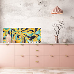 Stunning glass wall art - Wide format backsplash with magnetic properties: Silk flower print