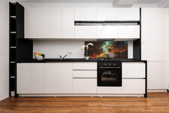 Stunning glass wall art - Wide format backsplash with magnetic properties: Fractal universe