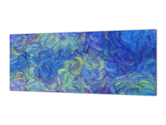 Impresionante arte de pared de vidrio: protector contra salpicaduras de gran formato con propiedades magnéticas: Arte moderno de Van Gogh