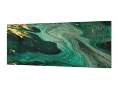 Stunning glass wall art - Wide format backsplash with magnetic properties: Green Swirl