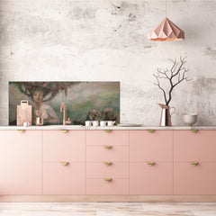 Stunning glass wall art - Wide format backsplash with magnetic properties: Water goddess