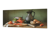 Stunning glass wall art - Wide format backsplash with magnetic properties: Still life with red peppers