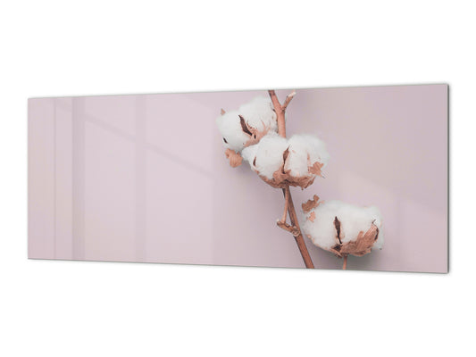 Wide format Wall panel with magnetic and non-magnetic metal sheet backing: Cotton flower on paper 2