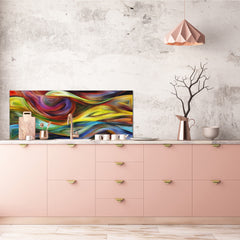 Wide format Wall panel with magnetic and non-magnetic metal sheet backing: Wavy forms modern art