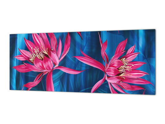 Wide format Wall panel with magnetic and non-magnetic metal sheet backing: Watercolor tropical leaves