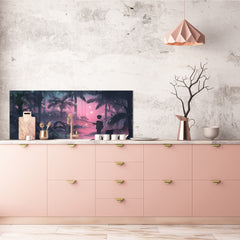 Glass kitchen panel with and w/o stainless steel back-coating: Fishing on the swamp